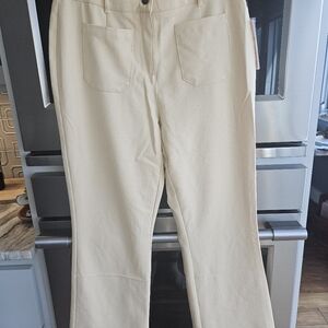 Nanette Lepore Cream Trousers with Button Accent